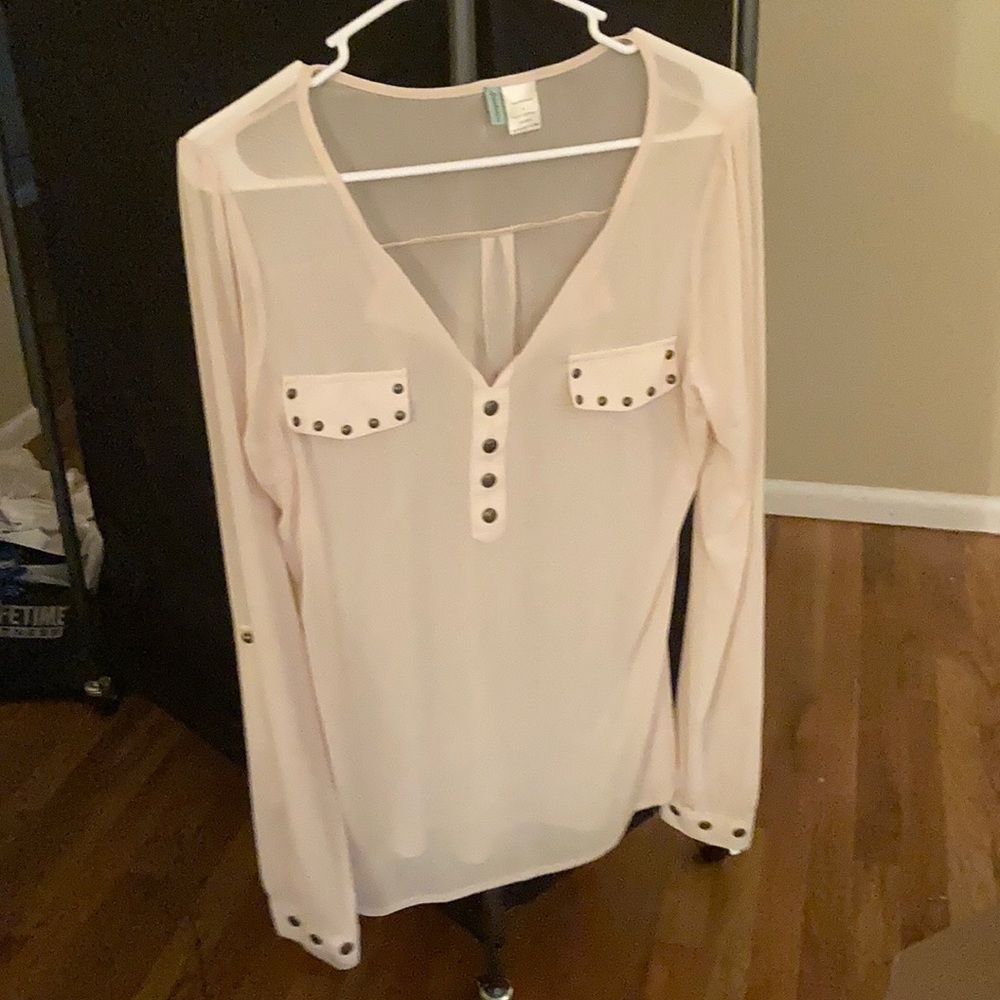 Love potion sheer blouse w metal studs